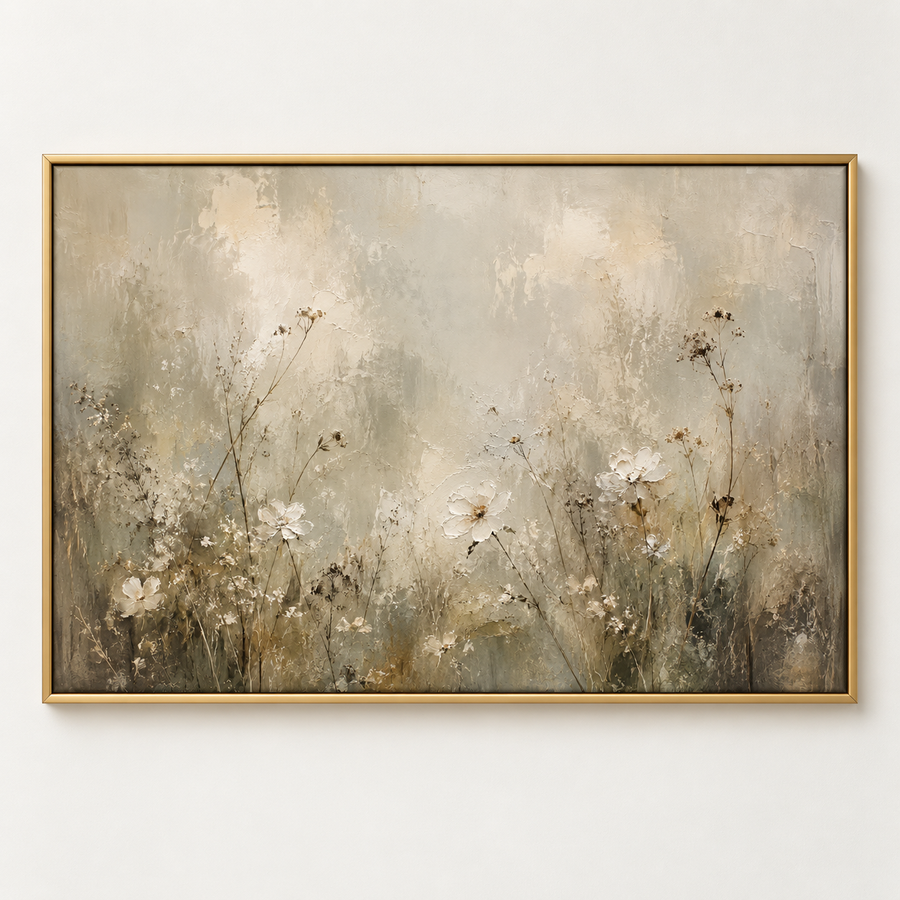 Neutral Dried Wildflower Art Print in a styled room