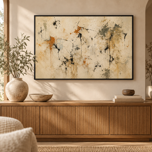 Neutral Ink Splatter Abstract Wall Art in a styled room