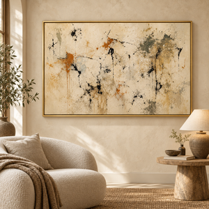 Neutral Ink Splatter Abstract Wall Art in a styled room