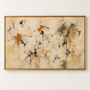 Neutral Ink Splatter Abstract Wall Art in a styled room