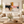 Pink and Mustard Abstract Wall Art in a styled room