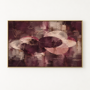 Plum and Blush Abstract Wall Art in a floating frame