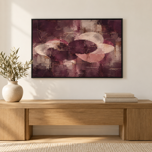 Plum and Blush Abstract Wall Art styled in a living space