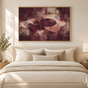 Plum and Blush Abstract Wall Art styled in a living space
