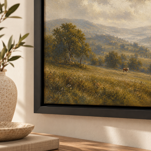 Rolling Hills Countryside Art Print in a styled room