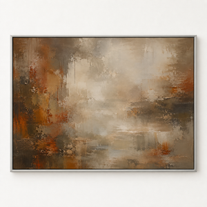 Rust and Cream Abstract Wall Art in a styled room