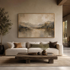 Rustic Mountain Lake Landscape Art Print