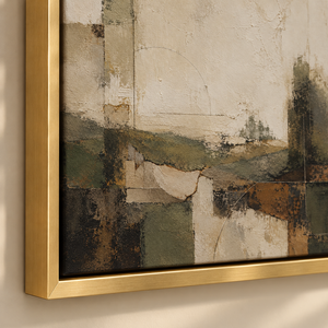 Sage Green Abstract Landscape Wall Art in a styled room