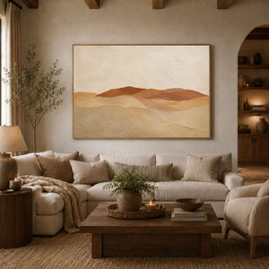 Terracotta Desert Dunes Abstract Wall Art styled in a living space