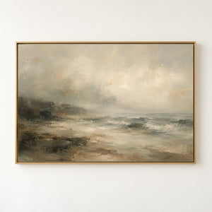Twilight Shoreline Seascape Art Print in a floating frame