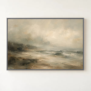 Twilight Shoreline Seascape Art Print in a floating frame