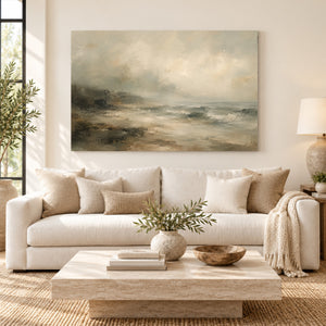 Twilight Shoreline Seascape Art Print styled in a living space