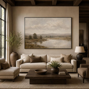 Vintage River Landscape Art Print