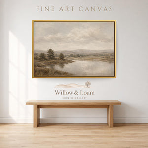 Vintage River Landscape Art Print