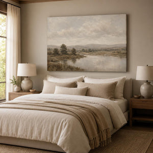 Vintage River Landscape Art Print
