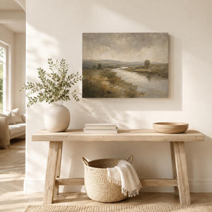 Vintage River Landscape Art Print