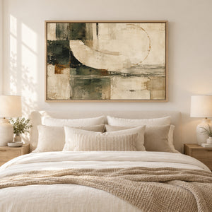 Wabi Sabi Enso Earth Tone Abstract Wall Art styled in a room