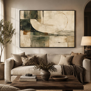 Wabi Sabi Enso Earth Tone Abstract Wall Art styled in a room