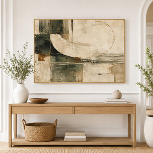 Wabi Sabi Enso Earth Tone Abstract Wall Art styled in a room