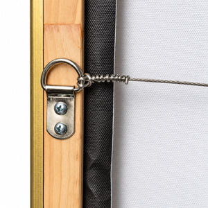 Hanging wire and hardware on the back of a floating frame