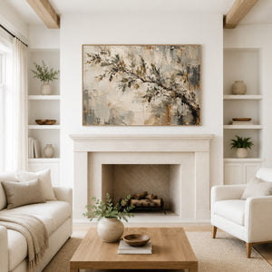 Weathered Branch Botanical Abstract Wall Art styled in a living space