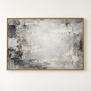 Weathered Gray Plaster Abstract Wall Art in a floating frame