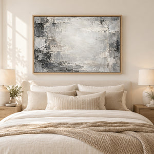 Weathered Gray Plaster Abstract Wall Art styled in a living space