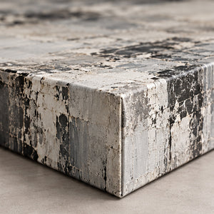 Detail view of Weathered Gray Plaster Abstract Wall Art canvas and frame