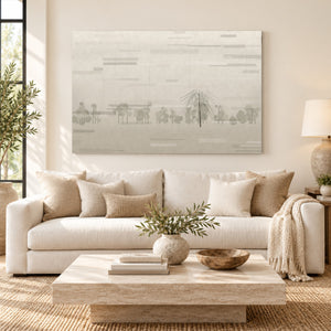 Willow in Fog Minimalist Landscape Wall Art styled in a living space