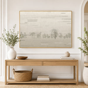 Willow in Fog Minimalist Landscape Wall Art styled in a living space